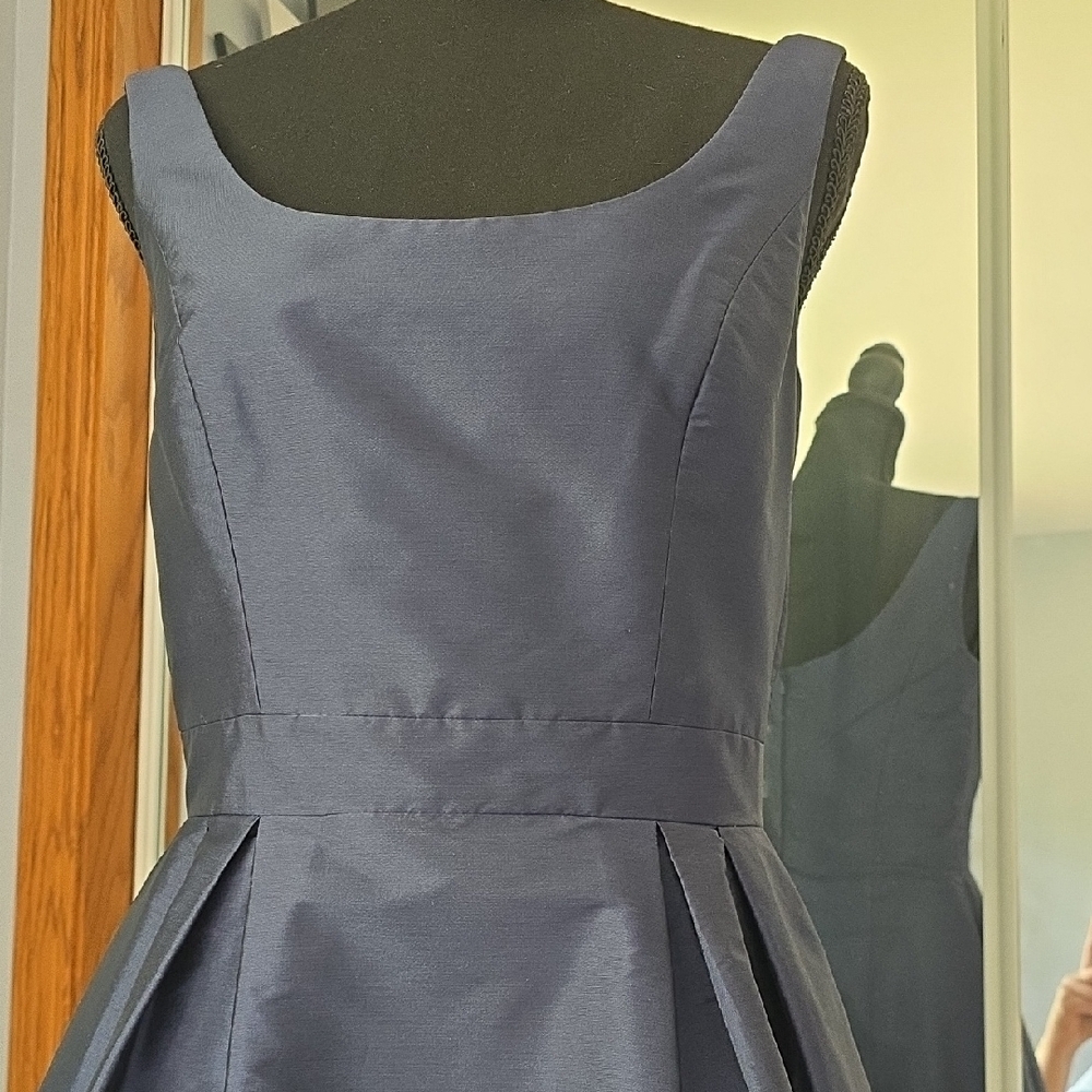 ALFRED SUNG Old Money Midnight Blue Sleeveless Scoop Neck Mini Dress - Picture 3 of 6